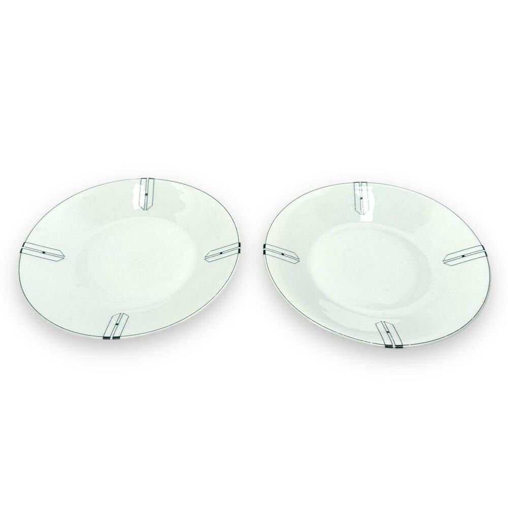 Vintage Swid Powell Chicago Plates Saucers for Oversized Cups White‎ Lot of 2